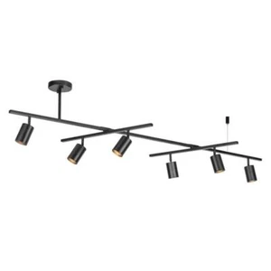 Globe Electric Track Lighting 64" 6-Light w/ 2-Center Swivel Bars in Matte Black - Picture 1 of 7