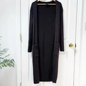 Theory Ribbed Maxi Noble Cardigan in Brown Sz Small - Picture 1 of 10
