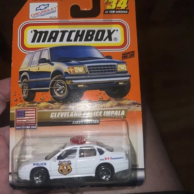 Matchbox USA Series #34 Cleveland Police Impala White w/ 1999 Logo FIRST EDITION - Image 1 of 4