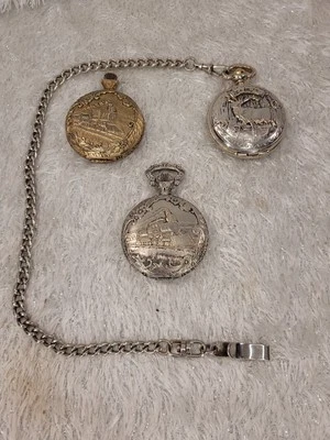 (3) Lote de relojes de bolsillo: relojes de cuerda Remington, LTD y Geneva Foto 1 de 4