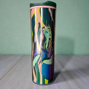 Vaso de plástico Starbucks 2024 Mermaid Art 16 oz verde rosa tapa deslizante NUEVO - Imagen 1 de 7