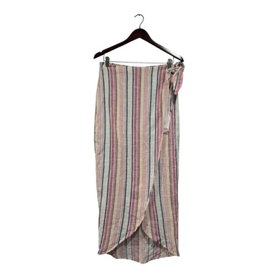 Falda Sarong Free People Aubrey Talla 6 Boho Núcleo Costero Rayas Cintura Envolvente Playa Foto 1 de 4