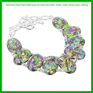 Halloween Sale Fiesta Kingman Turquoise Stone 925 Sterling Silver Chain Necklace - Picture 1 of 7
