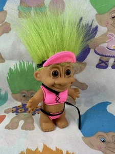 Russ Troll Doll Thong Bikini Troll Pink Bikini 5" Green Hair Vintage 90’s - Picture 1 of 5