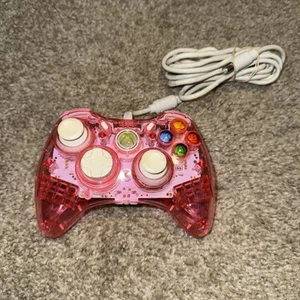 Pink PDP Rock Candy Microsoft XBOX 360 Translucent Clear Wired Controller - Picture 1 of 2