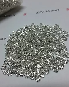 100 pz perline fiori margherita argento tibetano 5 mm x 2 mm gioielli risultati - Foto 1 di 5