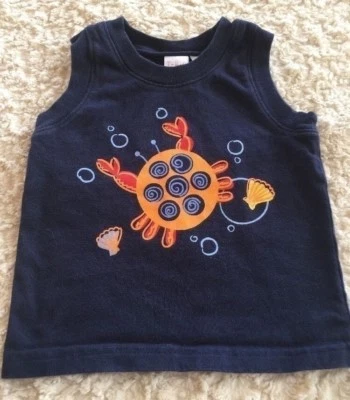 Camiseta sin mangas TKS Basics para niños azul marino naranja cangrejo 18 meses Foto 1 de 4