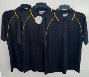 3 x Boronia Black /Yellow Trim Men's CoolDry Polo Shirt - Sizes M - Picture 1 of 8