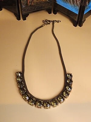 Vtg J. CREW Signed Crystal Necklace With A Snake Chain Mesh Unique FREE $HIP!!!! - Image 1 of 4