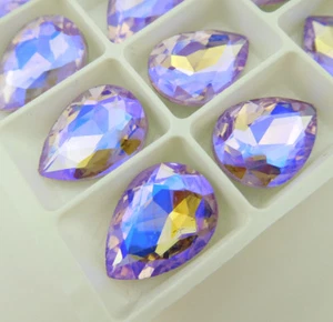Crystal violet AB color Glass Rhinestone Crystal Teardrop Fancy Big Stone Choice - Picture 1 of 4