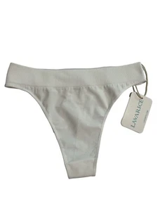LAVARICE Silk Blend Thong in White - Picture 1 of 4