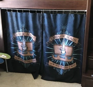 Fantastic Beasts and Where to Find Them Wall Banner Curtains Newt Briefcase x 2 - Picture 1 of 6