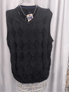 NEW WITH TAGS Saddlebred Sweater Vest Adult LARGE GRAY argyle pullover V-Neck me - Picture 1 of 5