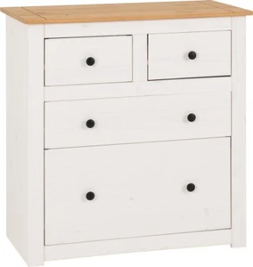 Panama 2+2 Drawer Chest Pine Whitewash Natural Wax Finish - Picture 1 of 8