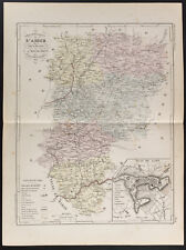 1853 - antique map Of Department L'Aisne, Per Bineteau