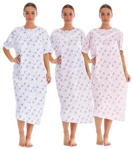 Ladies Floral Cotton Nightdress Short Sleeve Nightie M to 3XL UK Sizes - Picture 1 of 21