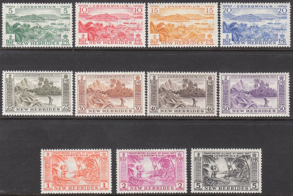 NEW HEBRIDES(VANUATU) 1957 PORT VILA, RIVER SCENE, WOMEN DRINKING  SET (11) MLH - image 1 of 1