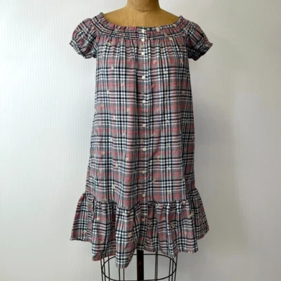 Anthropologie Dress Women Extra Small Plaid Floral Pocket Ruffle Prairie Boho No - Image 1 of 4