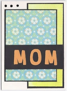 MOM Word Greeting Card - Lime Orange Flower - Handmade A2 size and Envelope SALE - Picture 1 of 1
