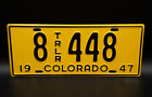 1947 COLORADO Trailer License Plate # 8-448 - NICE QUALITY