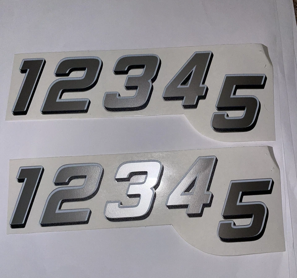 Plata con números de contorno blanco sombra negro # 1-5 R/C coches caja de vinilo L2 Foto 1 de 4