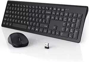 Wireless Keyboard and Mouse Combo Silent Technology Full Size Cordless Computer - Picture 1 of 7
