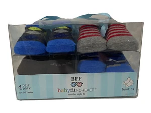 BFF Infant Boys Bootie Socks 0-12Mos. Blue 4 Pack Non Skid Brand New in Box - Picture 1 of 11