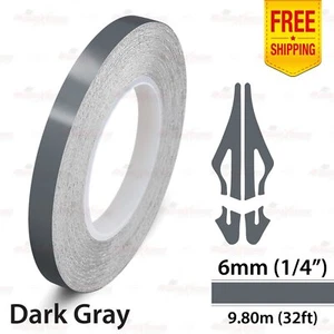 1/4" 6mm PinStriping Pin Stripe Tape Body Styling Decal Vinyl Sticker DARK GRAY - Picture 1 of 12