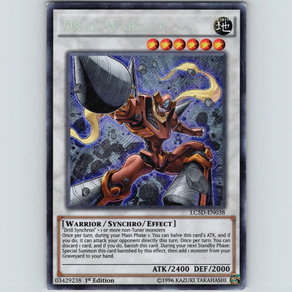 Yugioh Drill Warrior LC5D-DE038 1st Edition Secret Rare Holo - MP-LP - Image 1 of 2