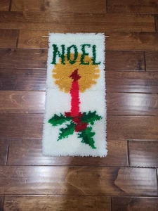 Vintage Noel Weihnachten Riegel Haken Wandbehang Handarbeit Retro Urlaub Deko  - Bild 1 von 4