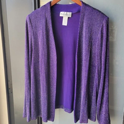 Blazer abierto Dressbarn mujer talla 18W púrpura/brillo hombreras manga larga Foto 1 de 4