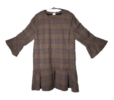 Cabi Flounce куртка платье пальто #3902 желтовато-коричневый коричневый темно-синий клетку размер XL - Изображение 1 из 4