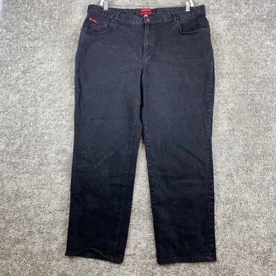 Pantalones de mezclilla Chaps Delaney de pierna recta para mujer Plus 22 negros tiro alto 5 bolsillos Foto 1 de 4