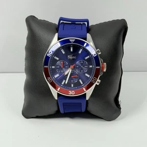 Reloj cronógrafo con correa de silicona esfera azul cortador Lacoste 2011154 para hombre - Imagen 1 de 6
