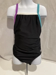 NEW SPEEDO Girls Swimsuit Size 10 Black One Piece - Picture 1 of 3