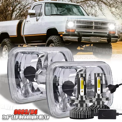 Pair 5x7" 7x6" LED Headlights Hi-Lo Beam Fit Dodge D150 D250 D350 Ram 50 - Image 1 of 4