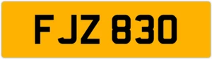 FJZ 830 F 3X3 DATELESS PRIVATE NUMBER PLATE FIN FIONA FRED FAS FAZ FRAN FERN FAY - Picture 1 of 1