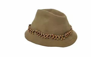 Sombrero grande vintage Irvine Park bronceado 100 % lana banda con cuentas. - Imagen 1 de 3