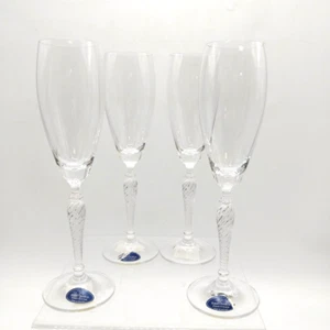 Royal Doulton "Tennyson" Champagne Flutes x4 Finest Austrian Crystal, Twist Stem - Picture 1 of 23
