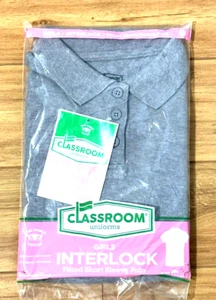 Classroom School Uniform Short sleeve Polo Shirt Girls XS (5-6) Gray - Picture 1 of 3