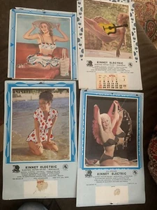 Set 4 Pinup Calendars Lift Away Nude Peek A Boo Overlay Risque Advertising VTG - Picture 1 of 6