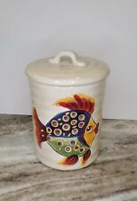 Dario Farrucci Designs Hand Painted Colorful Fish Bubbles Canister Lid  6"