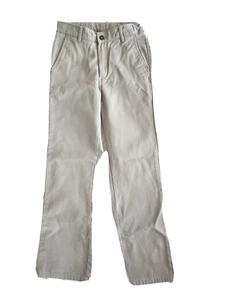 Izod Boy's Beige Khaki Chino Uniform Flat Front Adj Waist Pants Size 12 - Picture 1 of 7
