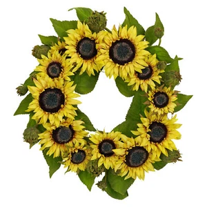 22" Sunflower Wreath Realistic Floral Natural Decor - Picture 1 of 1