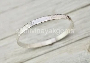 1 PCs. Handmade Chunky Sterling silver hammered bangle Wide silver bracelet BK-1 - Picture 1 of 7
