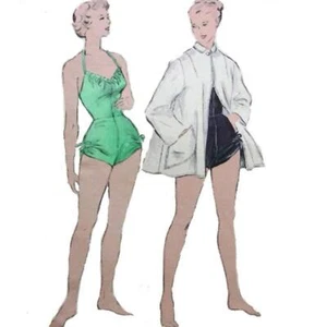 1940s Motif , Femmes Baignade Suit & Tenue de Plage Manteau, Bombe - Picture 1 of 1