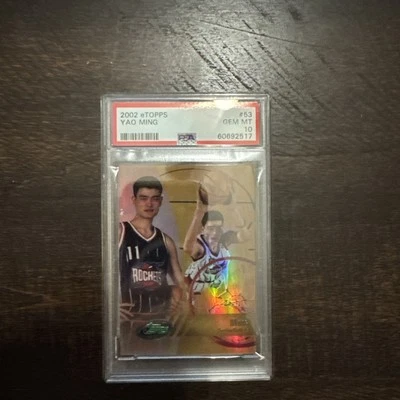 2002 ETOPPS #53 YAO MING PSA 10 GEM MINT HOUSTON ROCKETS HOF ROOKIE - Image 1 of 3