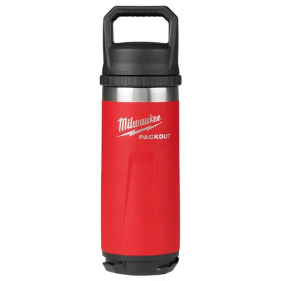 Milwaukee 48-22-8382R PACKOUT 18 oz botella aislada roja con tapa Chug Foto 1 de 3