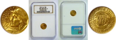 1915-S $1 Panama- Pacific Gold Commemorative NGC MS-66 - Image 1 of 3