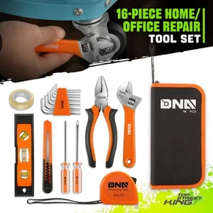 Kit de herramientas de reparación para el hogar 16 piezas alicates naranjas llave destornillador SAE llaves hexagonales - Imagen 1 de 6